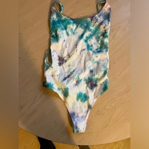 American Apparel high cut low back bodysuit, tie-dye